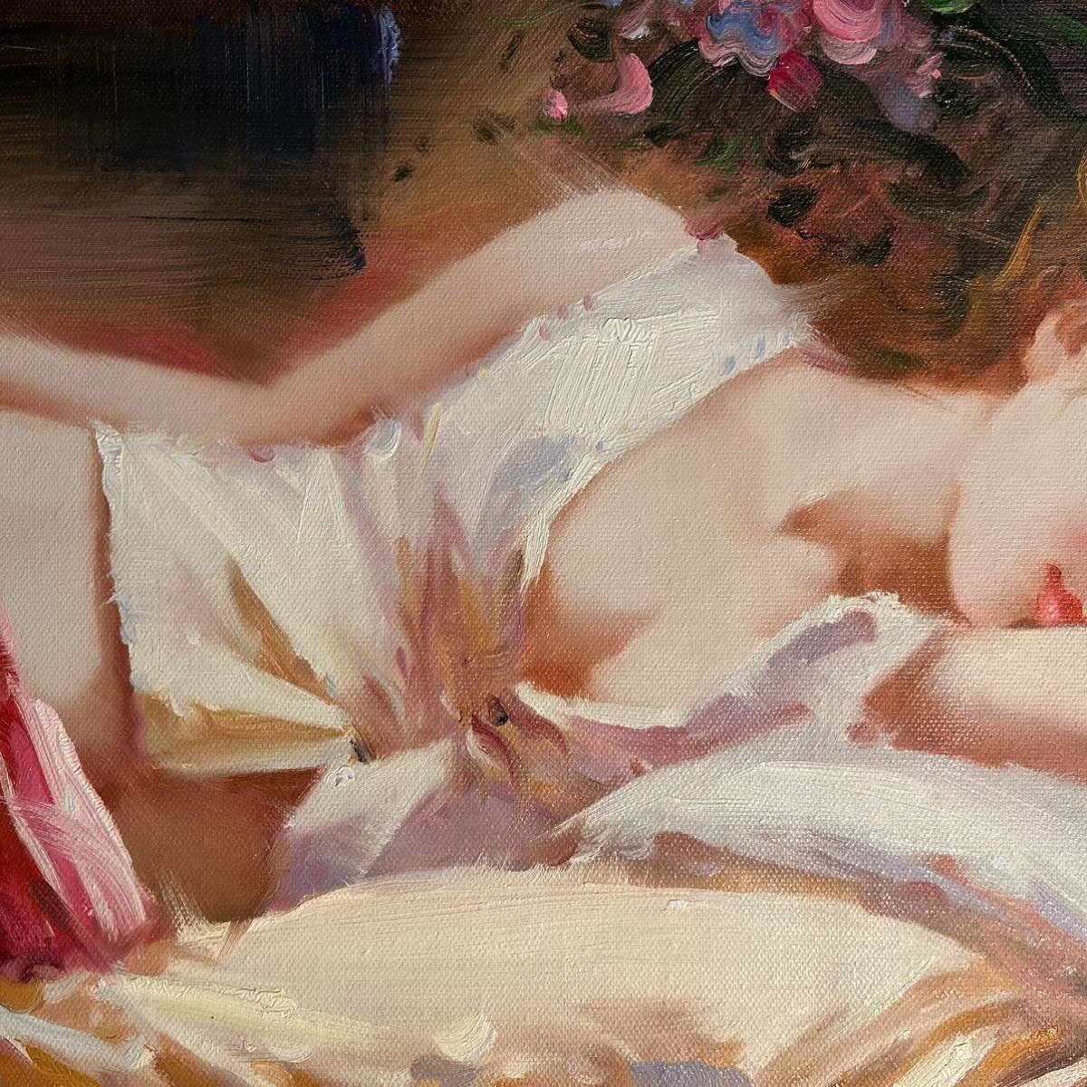 秀作 手書き油絵 美人画 眠りの中（大）絵画 インテリア 油彩画｜Yahoo