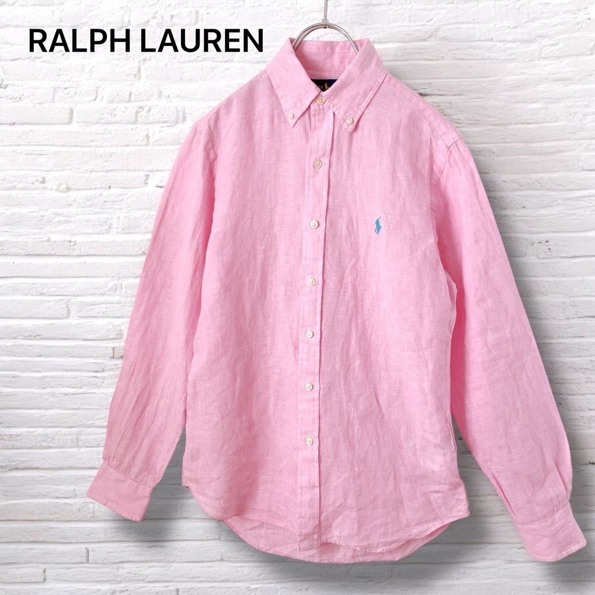ポロラルフローレン リネン長袖シャツ ピンク USサイズXS 日本サイズS