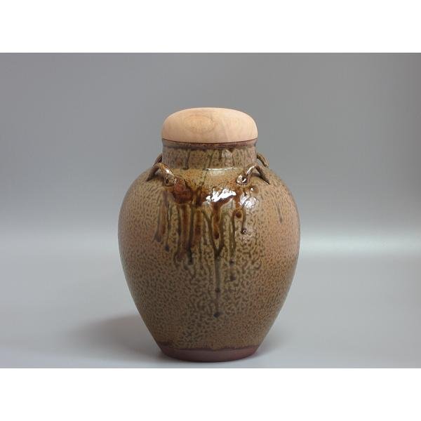 丹波焼四耳飾壺 尾中窯 市野克（二代市野信水）造 共箱 : 茶道具商 越