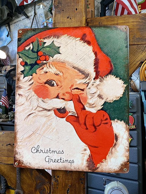 サンタクロース U.S.ヘヴィースチールサイン （ハートフルウインク）の