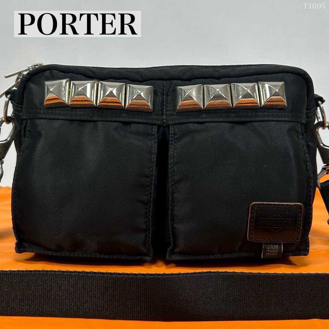 【極美品】ポーター×ジャムホームメイド スタッズ ショルダーバッグ 黒 斜め掛け PORTER JAM HOME MADE ジャムホームメイド ポーター スタッズ ミニ